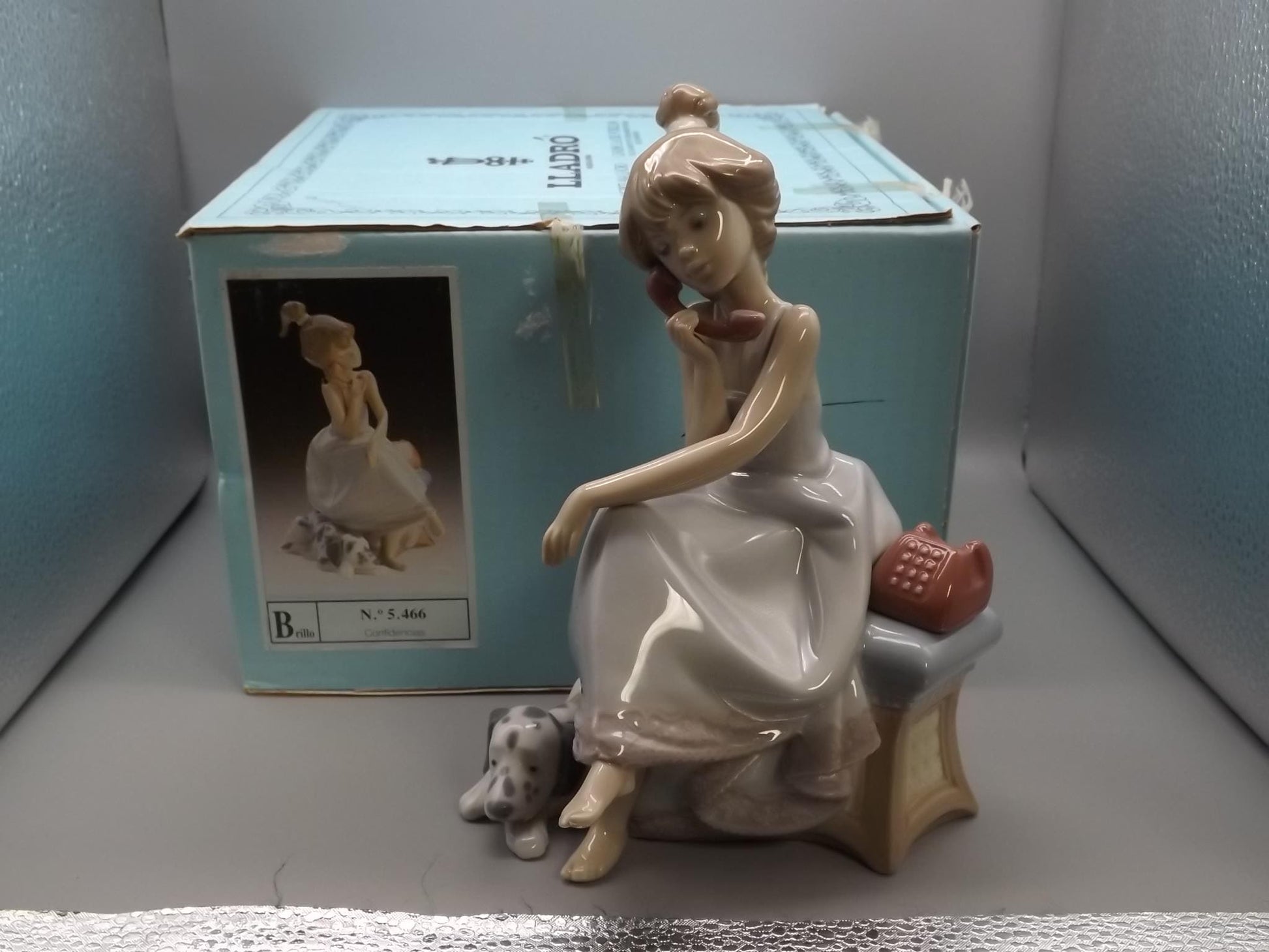 Vintage Lladro "Chit Chat" Figurine: Girl with Dog, #5466 (1988, with Box)