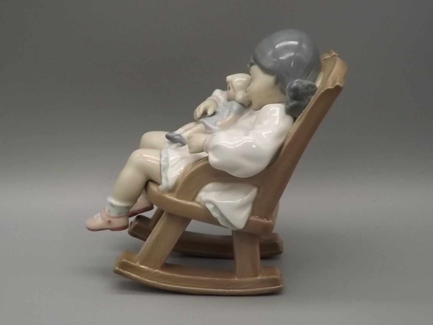 Vintage Lladro "Naptime" Figurine #5448 - Girl with Doll in Rocking Chair (1987, with Box)