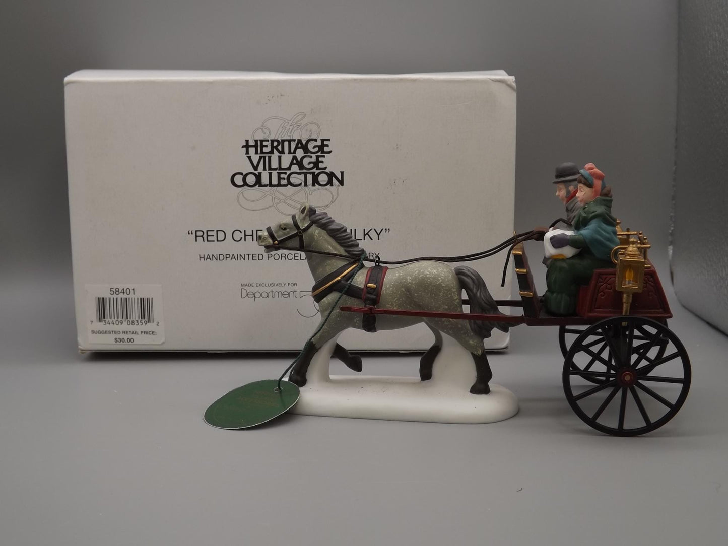 Vintage Heritage Village Collection Red Christmas Sulky yuletide decoration