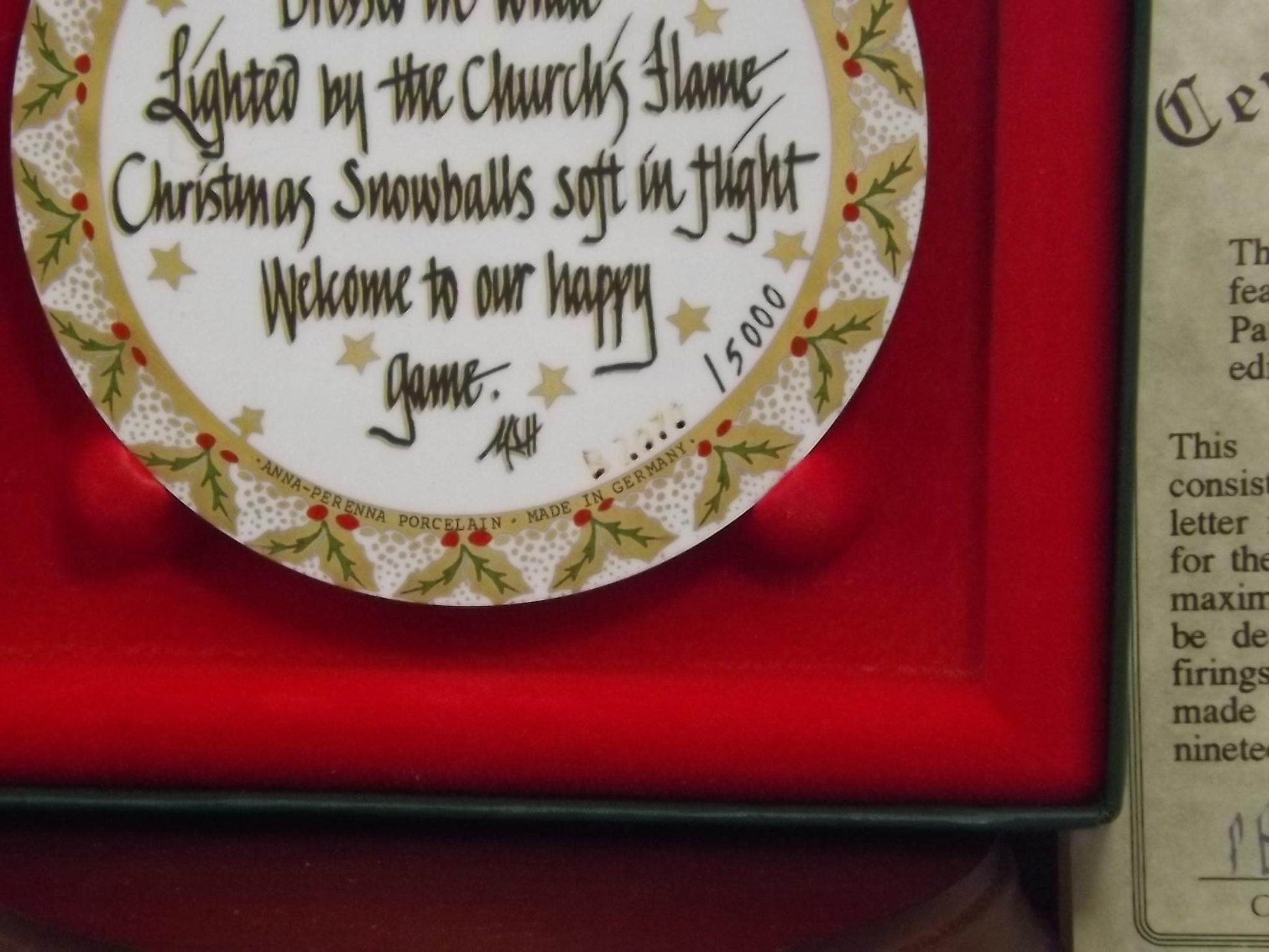 Vintage 1993 P Buckley Moss Porcelain Ornament "Frosty Snowman"