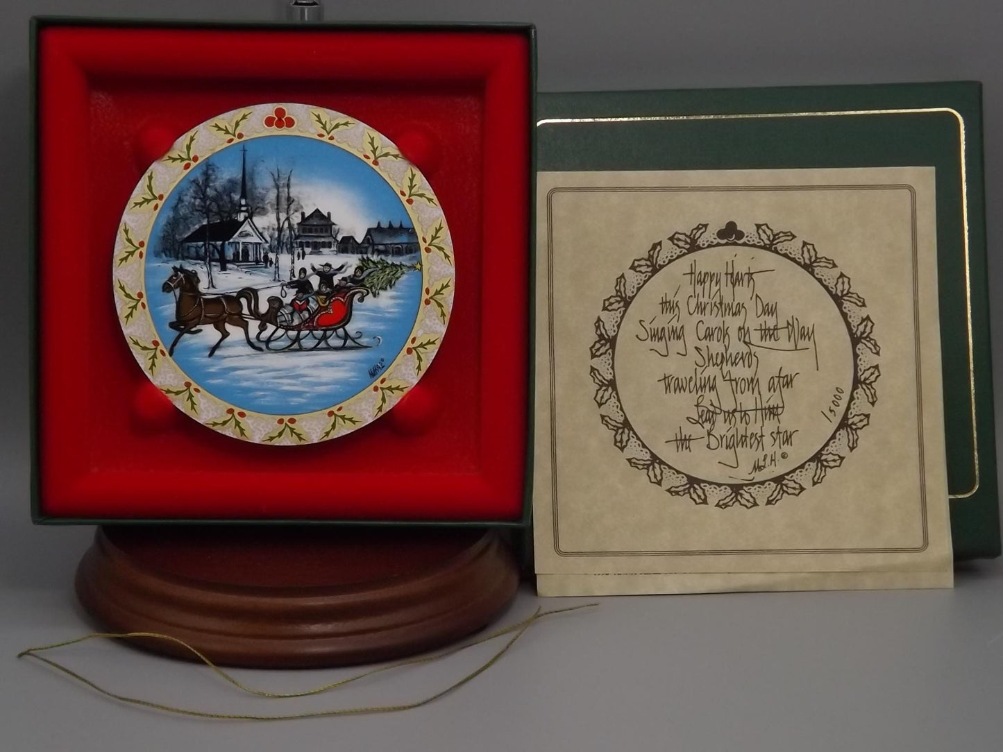 Vintage 1992 P Buckley Moss Porcelain Ornament "The Sleighride"