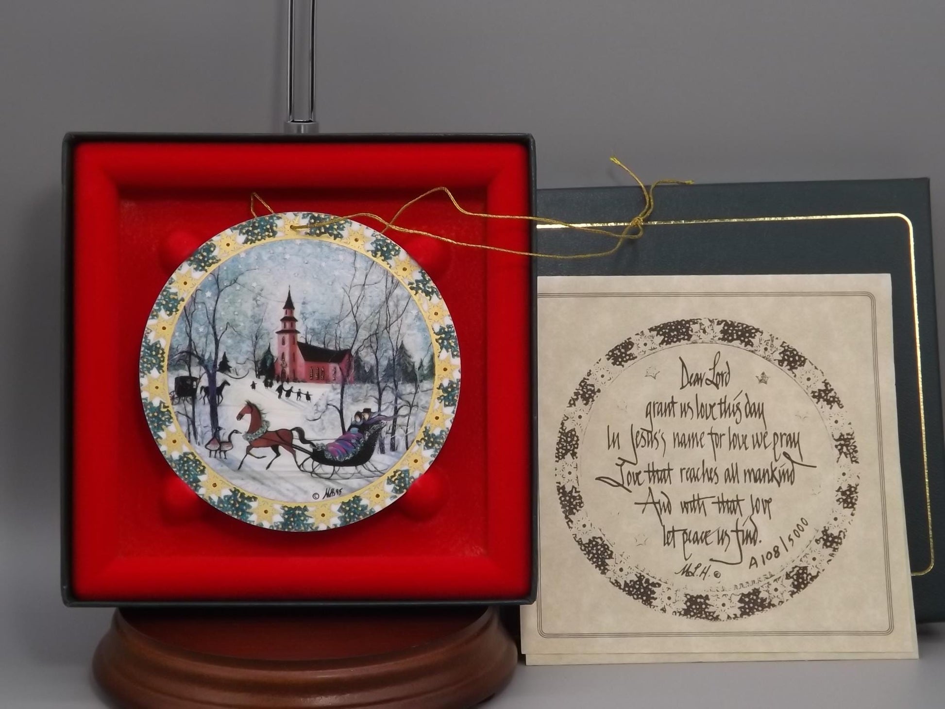 Vintage 1994 P Buckley Moss Porcelain Ornament "Christmas Night"