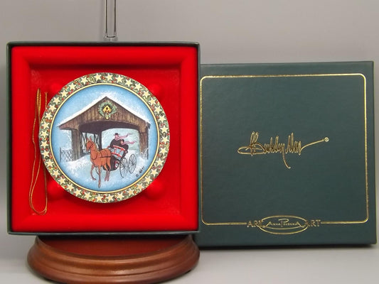 Vintage 1997 P Buckley Moss Porcelain Ornament "The bridge at longrove"