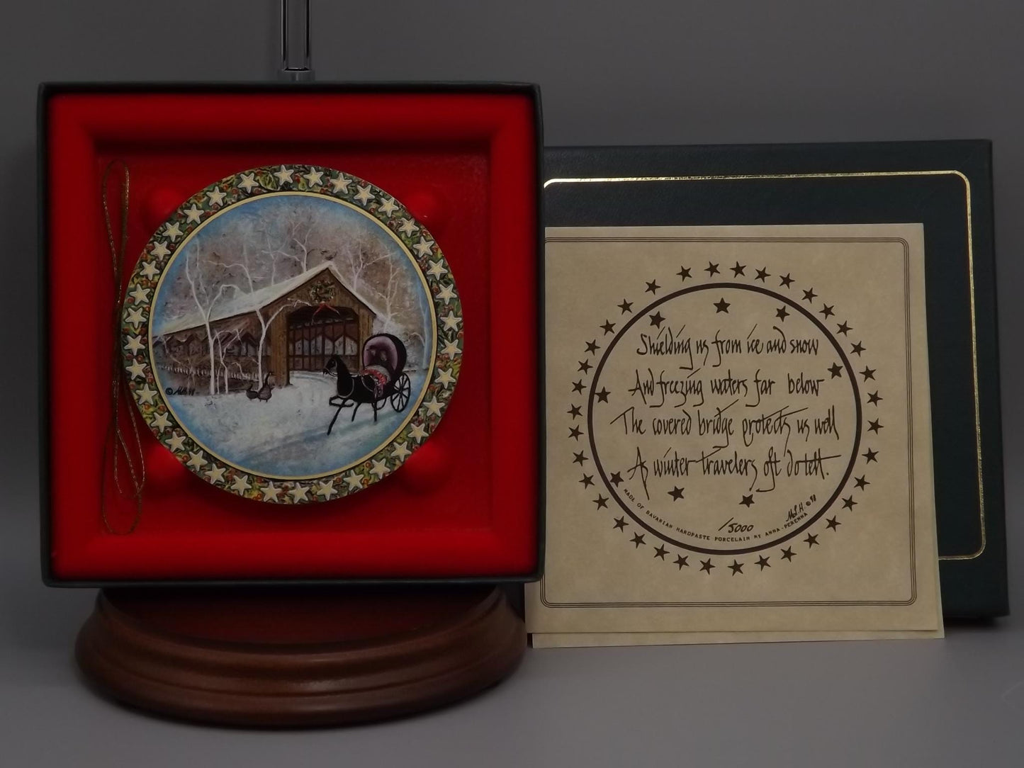 Vintage 1998 P Buckley Moss Porcelain Ornament "Country Ride"