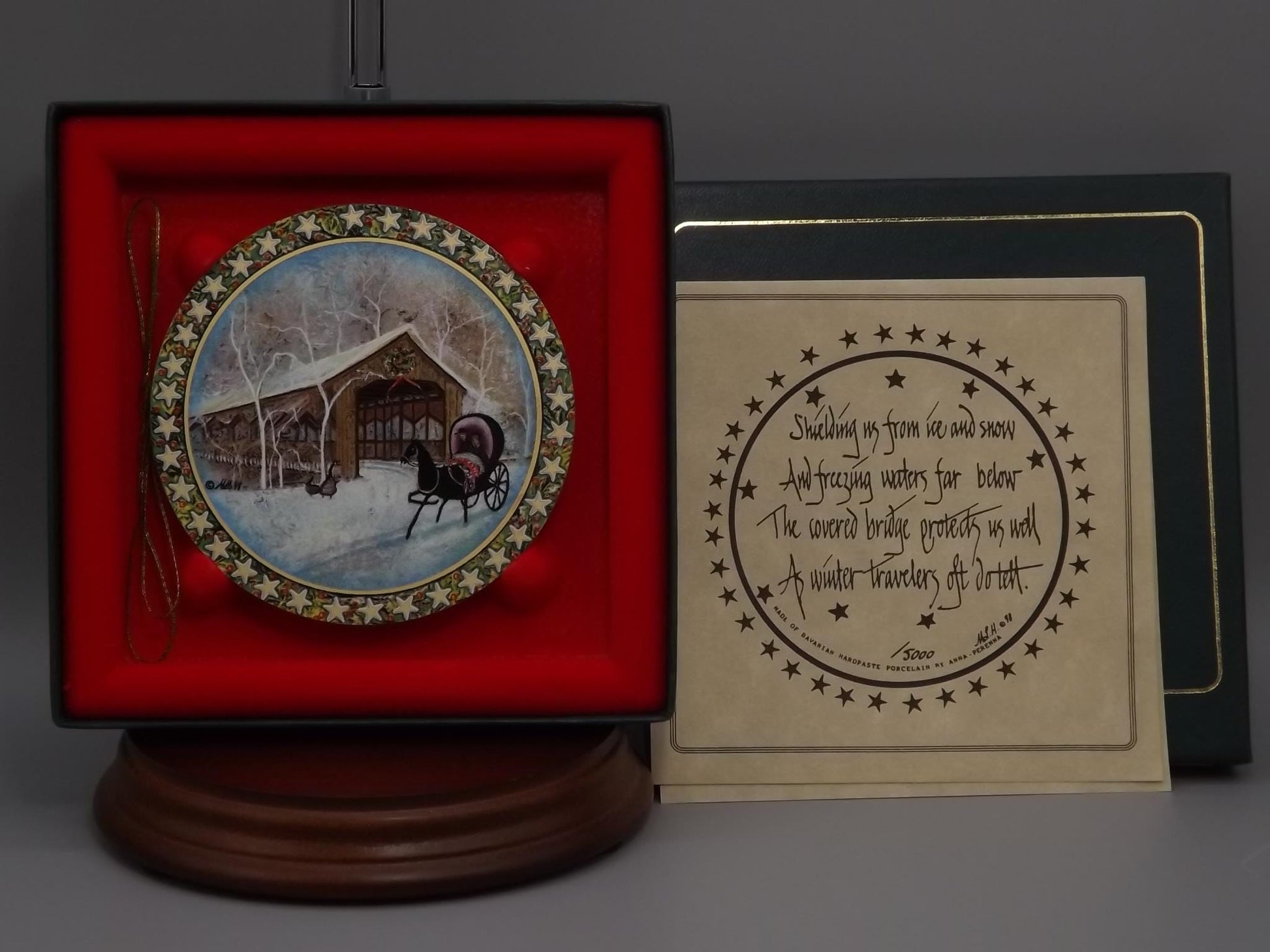 Vintage 1998 P Buckley Moss Porcelain Ornament "Country Ride"