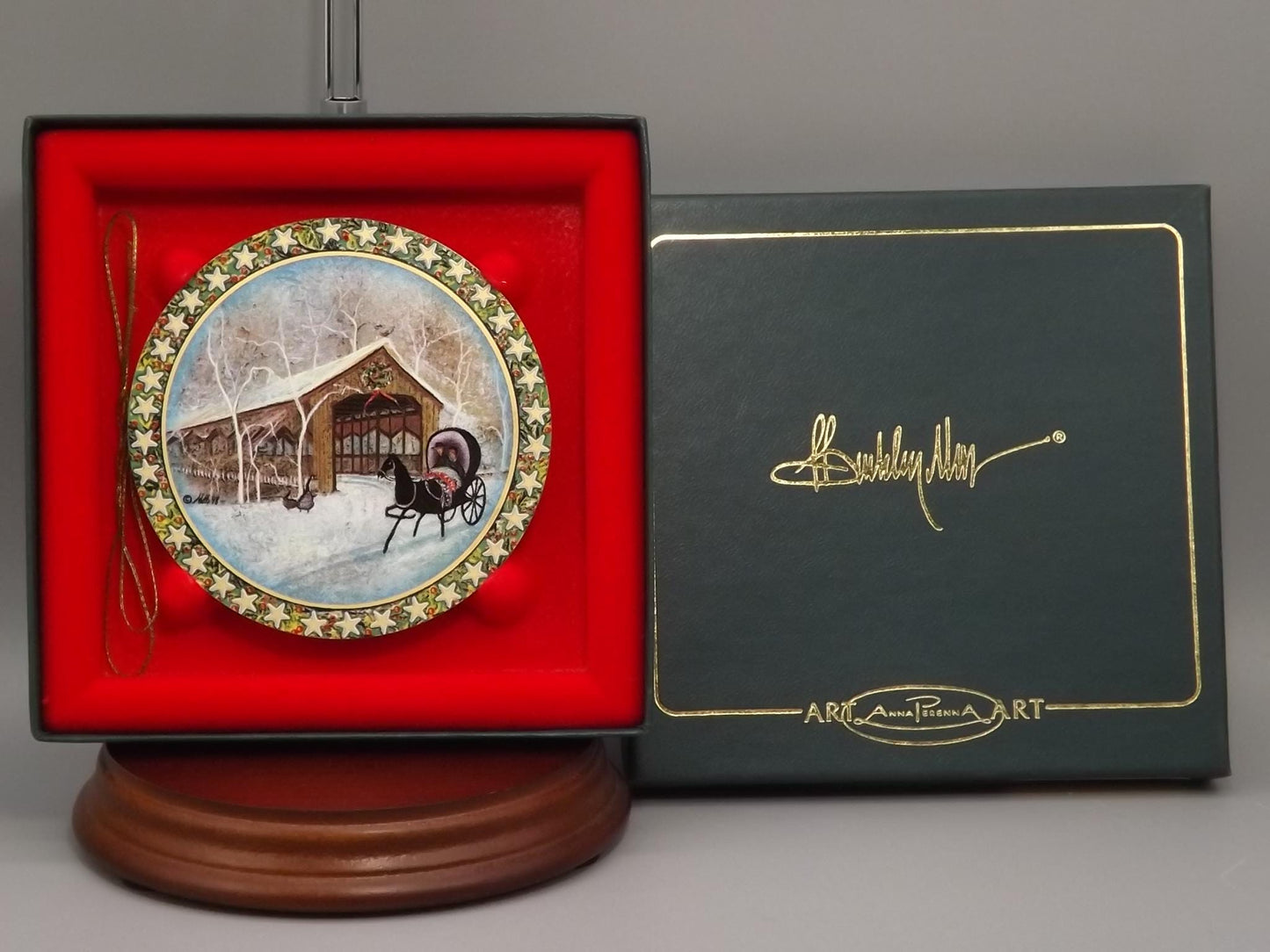 Vintage 1998 P Buckley Moss Porcelain Ornament "Country Ride"