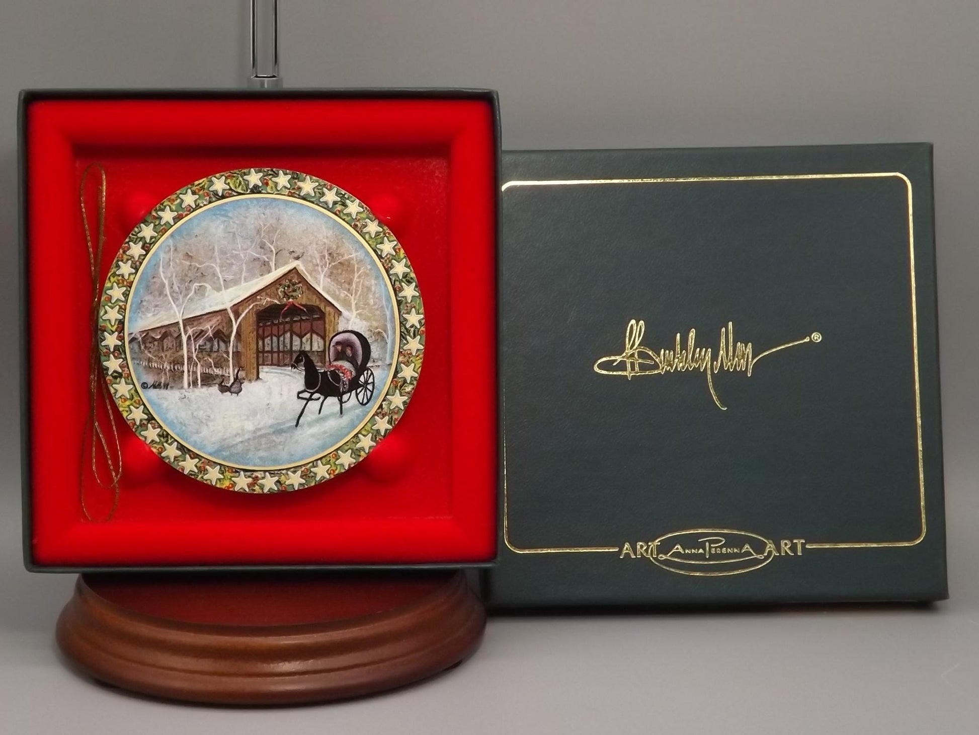 Vintage 1998 P Buckley Moss Porcelain Ornament "Country Ride"