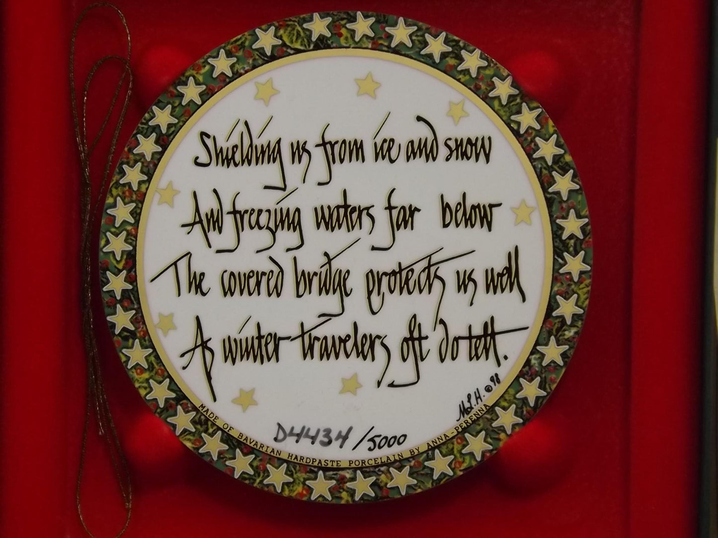 Vintage 1998 P Buckley Moss Porcelain Ornament "Country Ride"