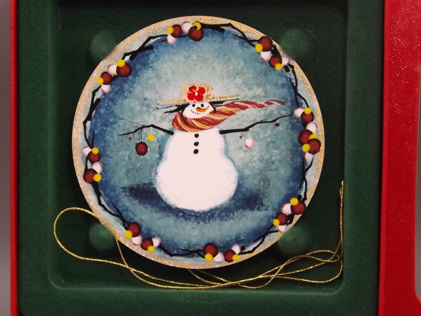 Vintage 2002 P Buckley Moss Porcelain Ornament "Snow much fun"