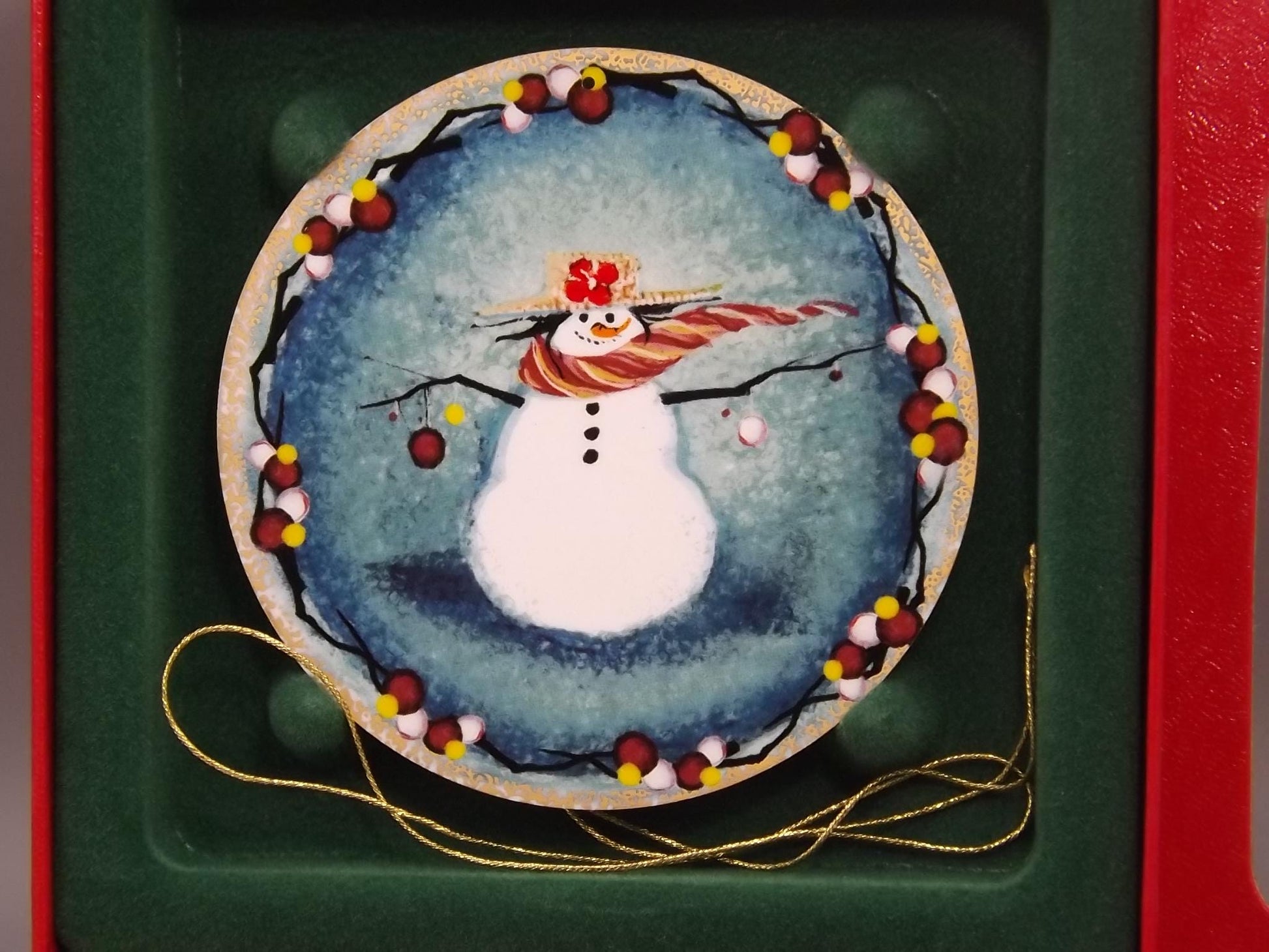 Vintage 2002 P Buckley Moss Porcelain Ornament "Snow much fun"