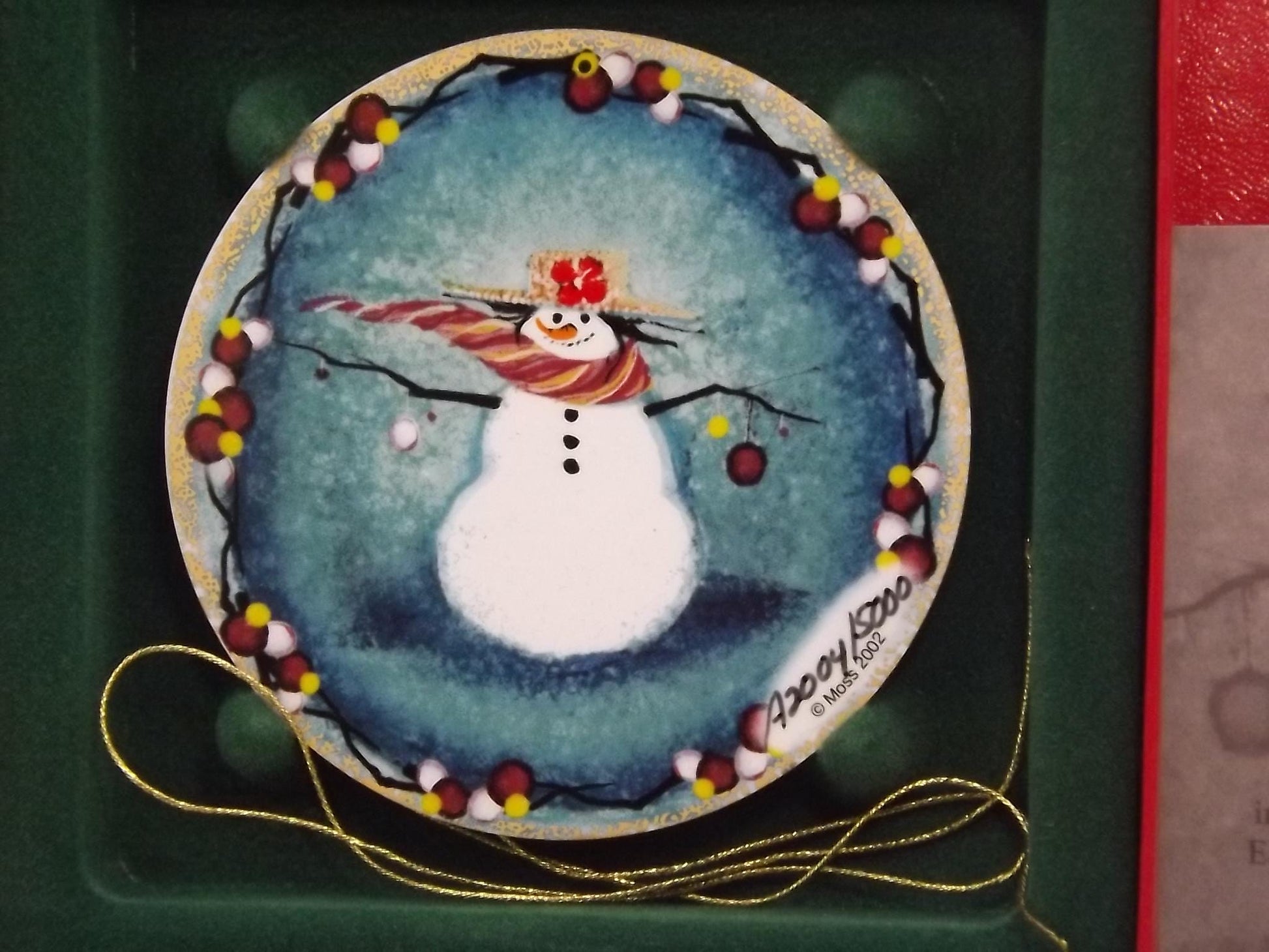 Vintage 2002 P Buckley Moss Porcelain Ornament "Snow much fun"