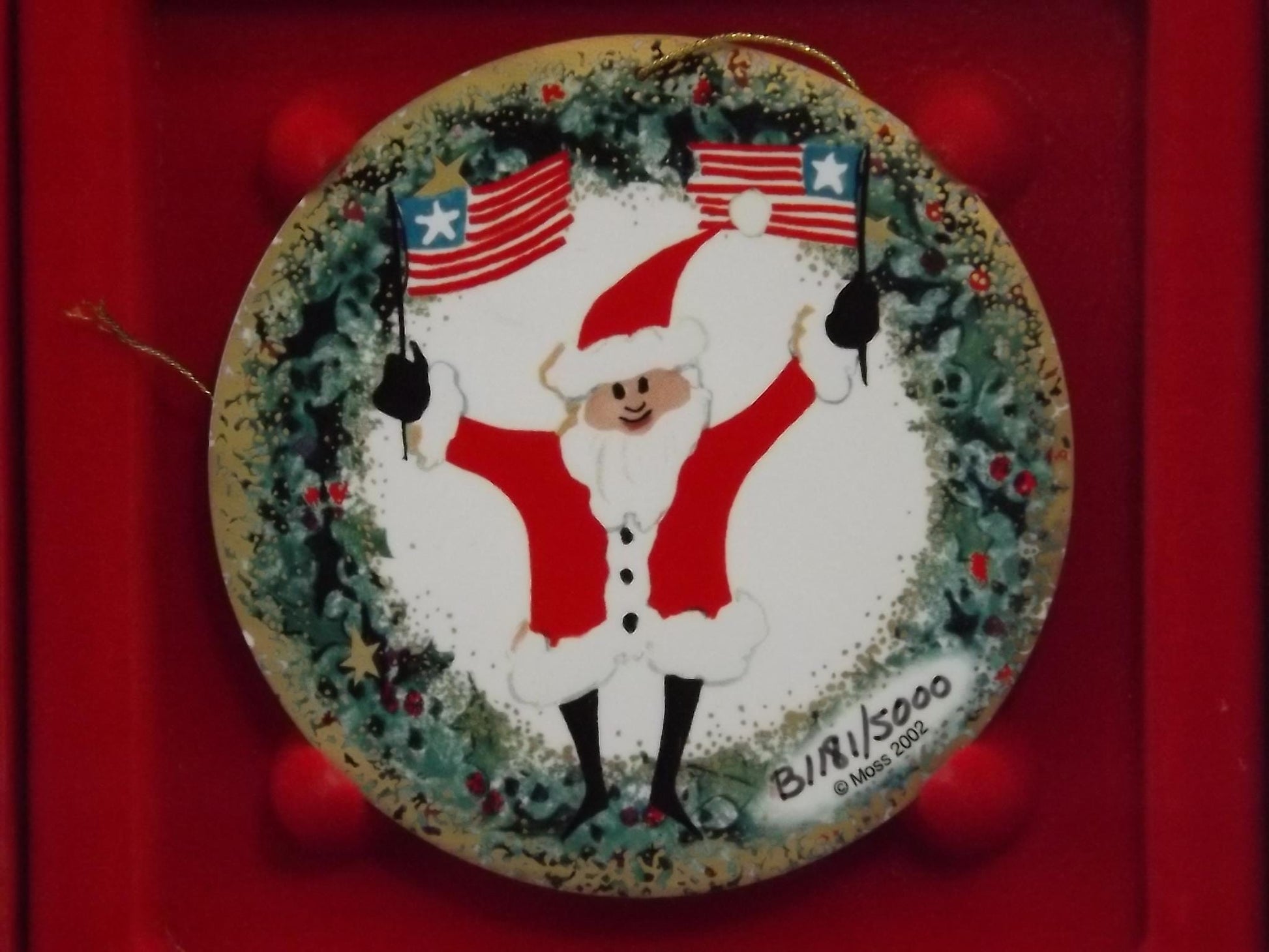 Vintage 2002 P Buckley Moss Porcelain Ornament "Patriotic Kris"