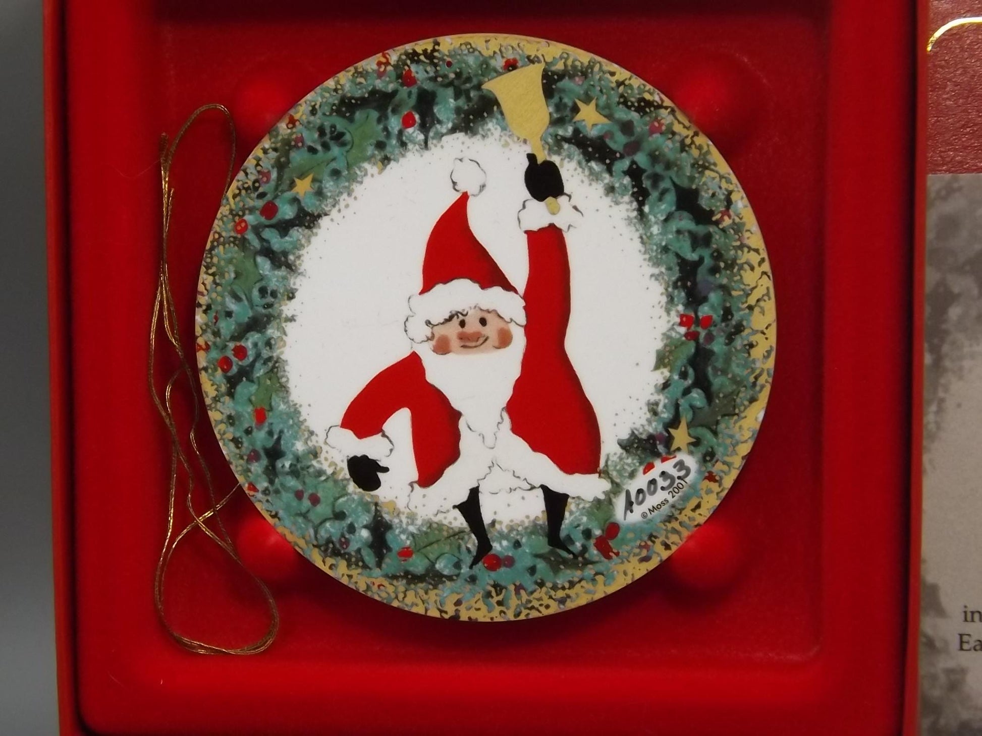 Vintage 2001 P Buckley Moss Porcelain Ornament "Kringle Bells"