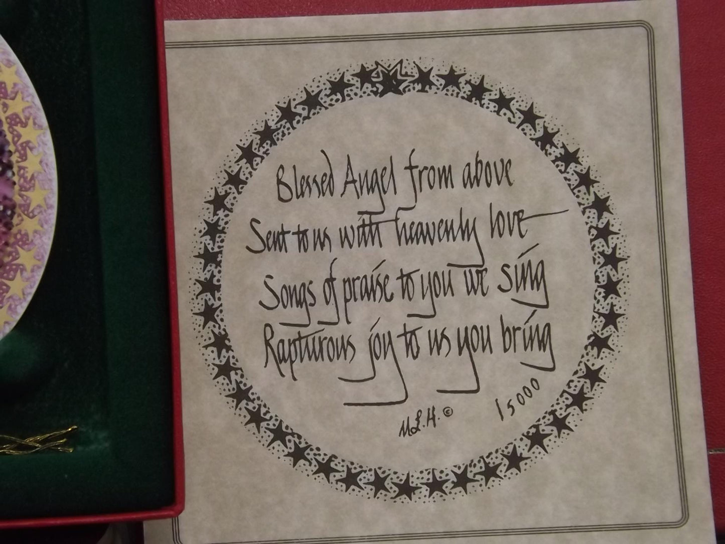 Vintage 1992 P Buckley Moss Porcelain Ornament "First Angel"