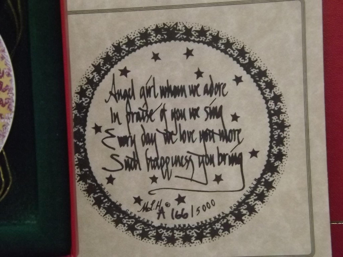 Vintage 1993 P Buckley Moss Porcelain Ornament "Angel Girl aka second angel"