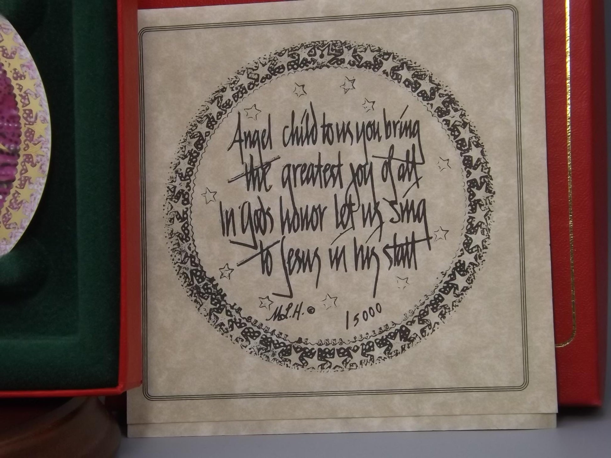 Vintage 1994 P Buckley Moss Porcelain Ornament "Angel Child" aka Angel 3.