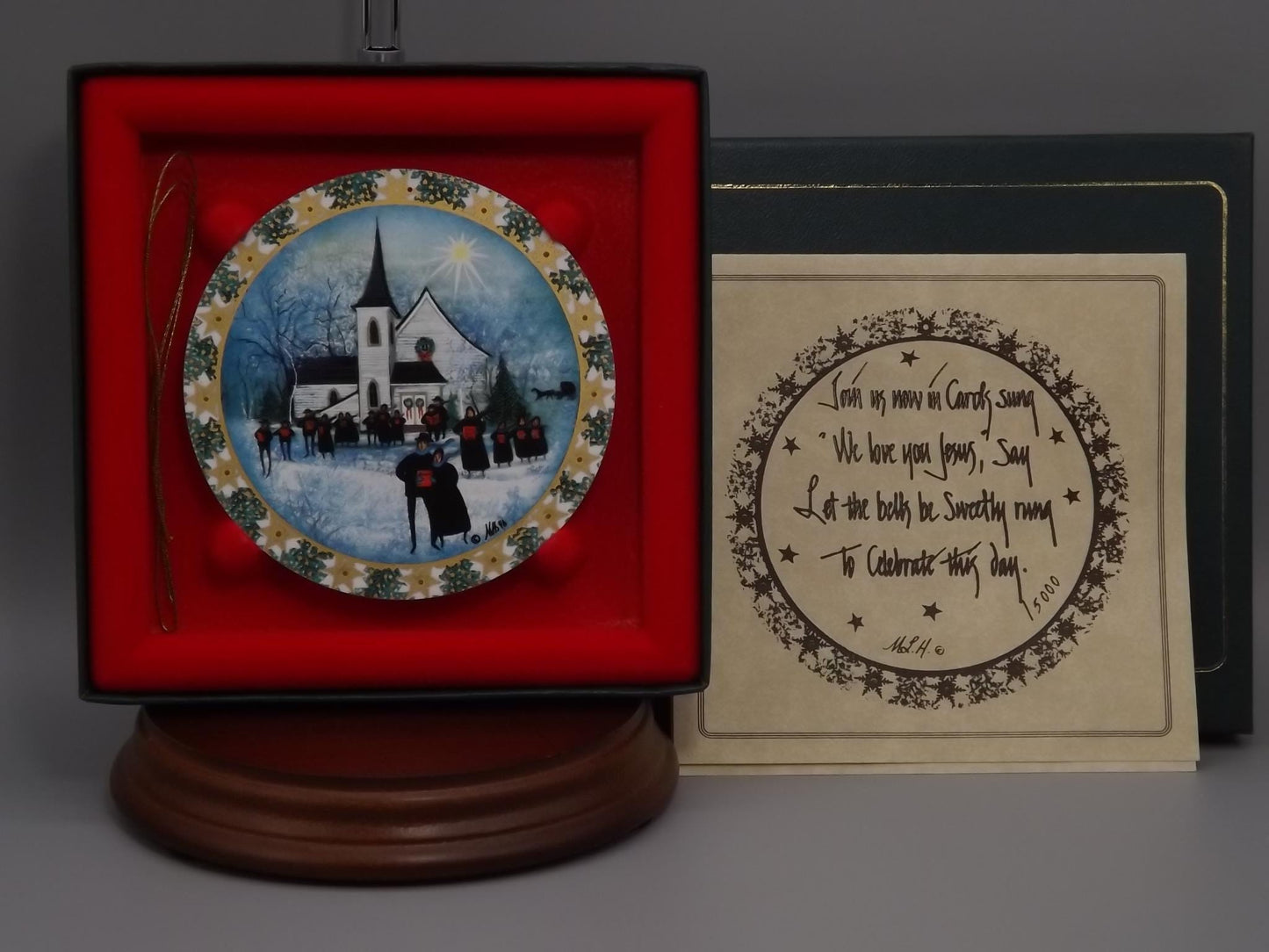 Vintage 1994 P Buckley Moss Porcelain Ornament "Christmas Carol"