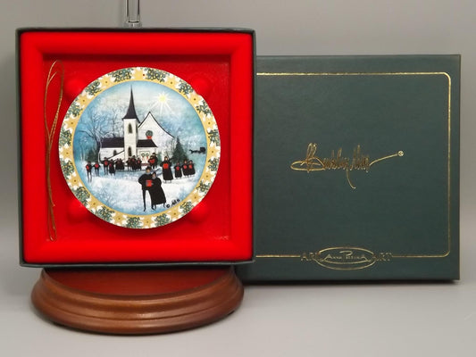 Vintage 1994 P Buckley Moss Porcelain Ornament "Christmas Carol"