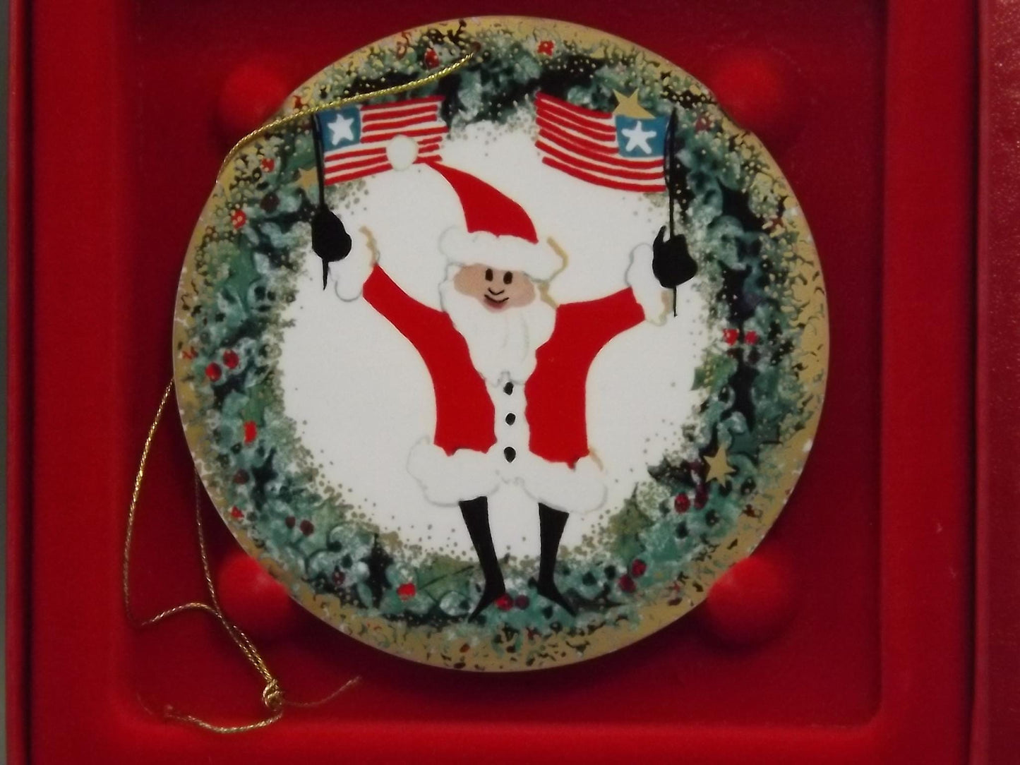 Vintage 2002 P Buckley Moss Porcelain Ornament "Patriotic Kris"